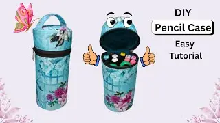 DIY Round Pencil Case | Zipper Pouch Sewing Tutorial | Make a Cylinder Cosmetic Pouch | Sewing Craft