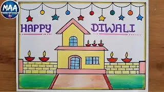 Diwali Drawing | Diwali Drawing Easy | Happy Diwali Drawing | Diwali Festival Drawing #diwali #diya