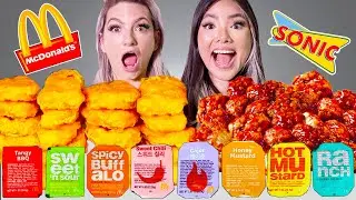 MCDONALDS VS SONIC WHICH ONE IS BETTER? CRAZY EATING ONLY CHICKEN NUGGET IN 24 HOURS BY SWEEDEE