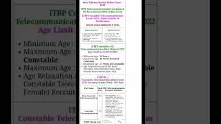 ITBP Telecommunication Constable & HC Recruitment 2022 Online Form