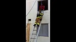 DBFR Firefighter Ladder Bailout Training with Ladder Slide