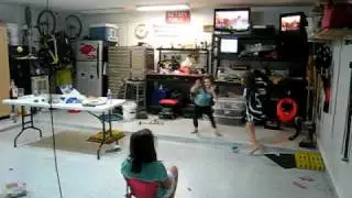 The Girls having fun in the garage