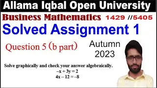 1429 code assignment 1 question 5 Autumn 2023 |Solve graphically and check your answer algebraically