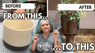 Let&rsquo;s Make A Vintage Copper Planter From a Ceramic Planter!!