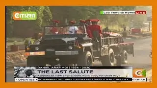 The late former president Daniel Moi&rsquo;s cort&egrave;ge leaves Lee funeral home