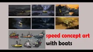 Speed concept art with boats