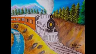 Train | Scenery drawing of Train and Hill area| How to draw scenery of hill with train