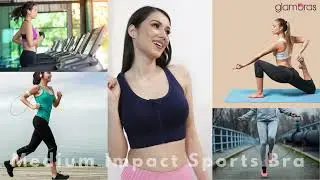 GLAMORAS Polyester Spandex Padded Full Coverage Quick Dry Running Fitness Yoga Gym Wear bra