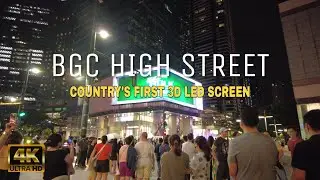 Bonifacio High Street Night Walk Tour | 3D Billboard | BGC | Taguig City Philippines |4K|