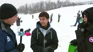 Sledding in Fort Reno Park