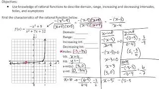 Characteristics of Rational Functions