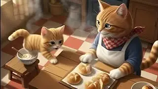 Baby Kitten Cooking With Mom Cat 😻🍞 | Cute Cat Animation