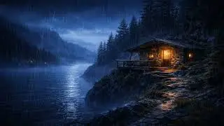 Rain Ambience | Fishing Lake Cliff Shelter Night &ndash; Gentle Rain