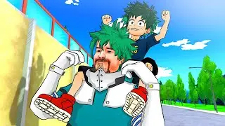 Deku’s Dad comes back with the milk.