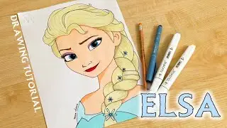How to draw Disney Frozen characters Elsa / How to draw Elsa from Frozen
