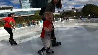Ice skaters at Discovery Green battle the heat this holiday season
