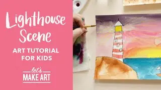 Lighthouse Scene 🌊| Children's Art Tutorial by Nicole Miyuki of Let's Make Art (DIY Arts and Crafts)