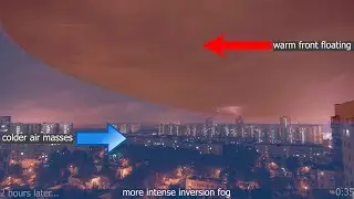 Наплыв теплого фронта с инверсионным туманом | Warm front influx with inversion fog - timelapse 4K