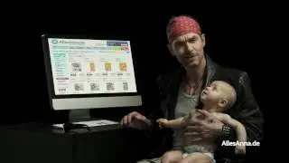 Online Drogerie TV-Werbung Rocker mit Baby AllesAnna