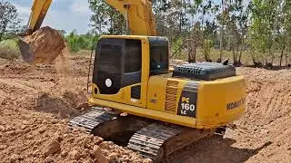ไม่ได้เจอนานรถขุด komatsu pc160lc-8 ลอกนาเปิดบ่อใส่ดั้มสองหมื่นชม. excavator and truck