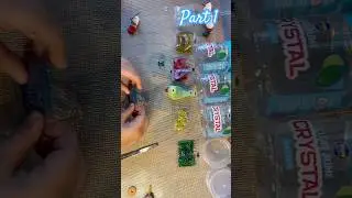 Mustafa Transforms Clear Slime with Blue Glitter & Charms ✨ #slimerecipe #satisfying #bizzle #jelly