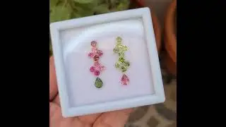 Natural Tourmalines Earring Set Faceted Gemstone #Tourmaline