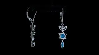 Star of David Je Created Blue Opal Dangle Earrings Sterling Silver