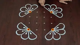 6&times;4dots easy rangoli|daily muggulu|thipkyanchi,festival rangoli|traditional rangoli#Rang kaa Rangoli