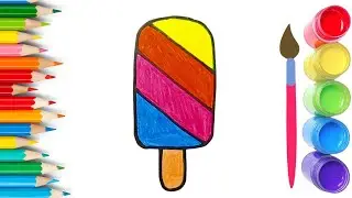 How To Draw cute Ice-cream Drawing, Painting & Coloring For Kids and Toddlers_🌈🎨 🐋