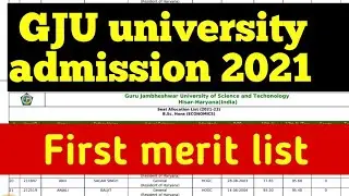 Gju university Merit list 2021 ll BA mass ,b.sc hons,Psychology Merit list 2021