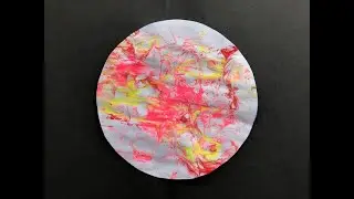 Shaving foam marble print demo by Mrs Morgan and Finley