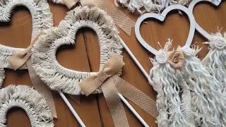 Corazones de macrame   #bride       #corazon #macrame #ideas #decoration #heart #tejido #bodas