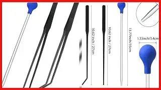 3 Pieces Axolotl Tank Accessories, Extra Long Tweezers for Aquarium, Coral Feeder Long Syringe, Fish