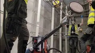 Water tank reline surface preparation.