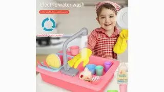 Kid Kitchen Toy Set Simulated Electric Dishwasher Pretend Table Play Plastic Cartoon Safe Cute House