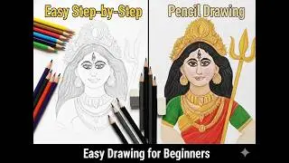 Durga Mata Portrait Drawing | Color Pencil Shading + Brush Pen Outline