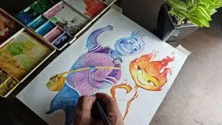 Elemental Drawing || Step By Step video || watercolour painting || #vinay_arts07 #animedrawings