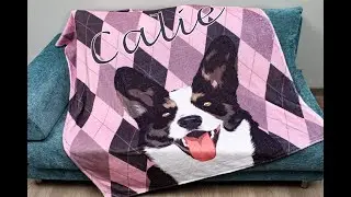 GEX Personalized Pet Photo Art Portrait Blankets with Name