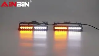 2x 9 inch Emergency Dash Strobe Lights Amber White Safety Flashing Warning Lights for Trucks