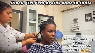 Black girl gets hair done in India || Indian braids my 4c natural hair for the first time 🤯🇮🇳