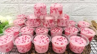 Sajikan Puding Ini Saat Arisan Keluarga Pasti Laris Manis || Puding Strawberry Jelly Sagu Mutiara