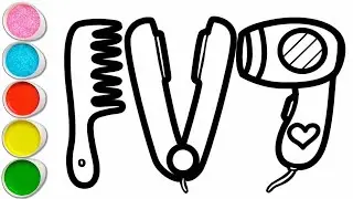Hairdryer And Comb Drawing , Painting and Coloring For Kids and Toddlers