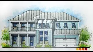 Architectural Rendering Series:  Coastal Elevation Time-Lapse Drawing
