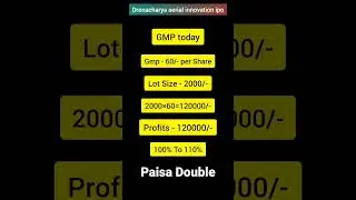पैसा डबल Dronacharya aerial innovation ipo gmp today । #shorts