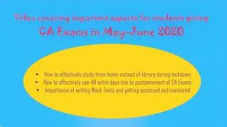 Effective time usage - postponement of CA Exams - June 2020 | Importance of Test series & Mentoring