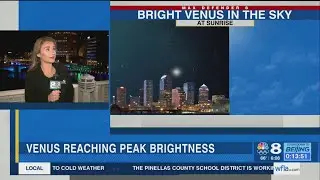 Venus bright in the eastern sky at sunrise