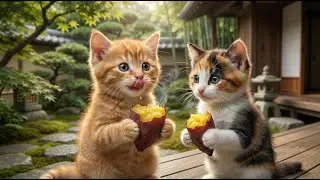 Baby Kittens Help Old Man & Get a Yummy Reward! 🍠🐱 #cat #kitten
