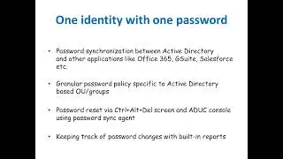 One password  One Identity Real time Active Directory based password synchronization