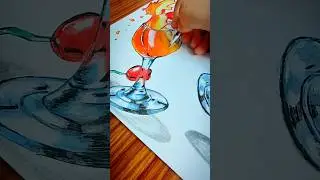Easy juice glass drawing for beginners easy #shorts #art