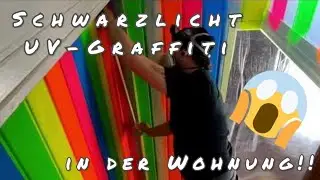 Schwarzlicht UV-GRAFFITI experimentelle Wohnungs-Gestaltung krasser Leuchteffekt im Blacklight